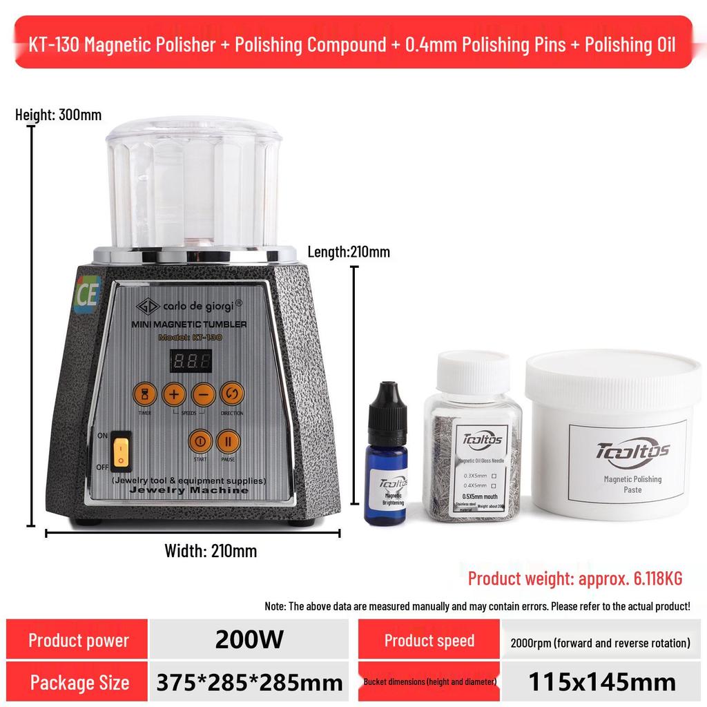 KT185 Magnetic Jewelry Polisher: Automatic Grinding and Deburring Machine