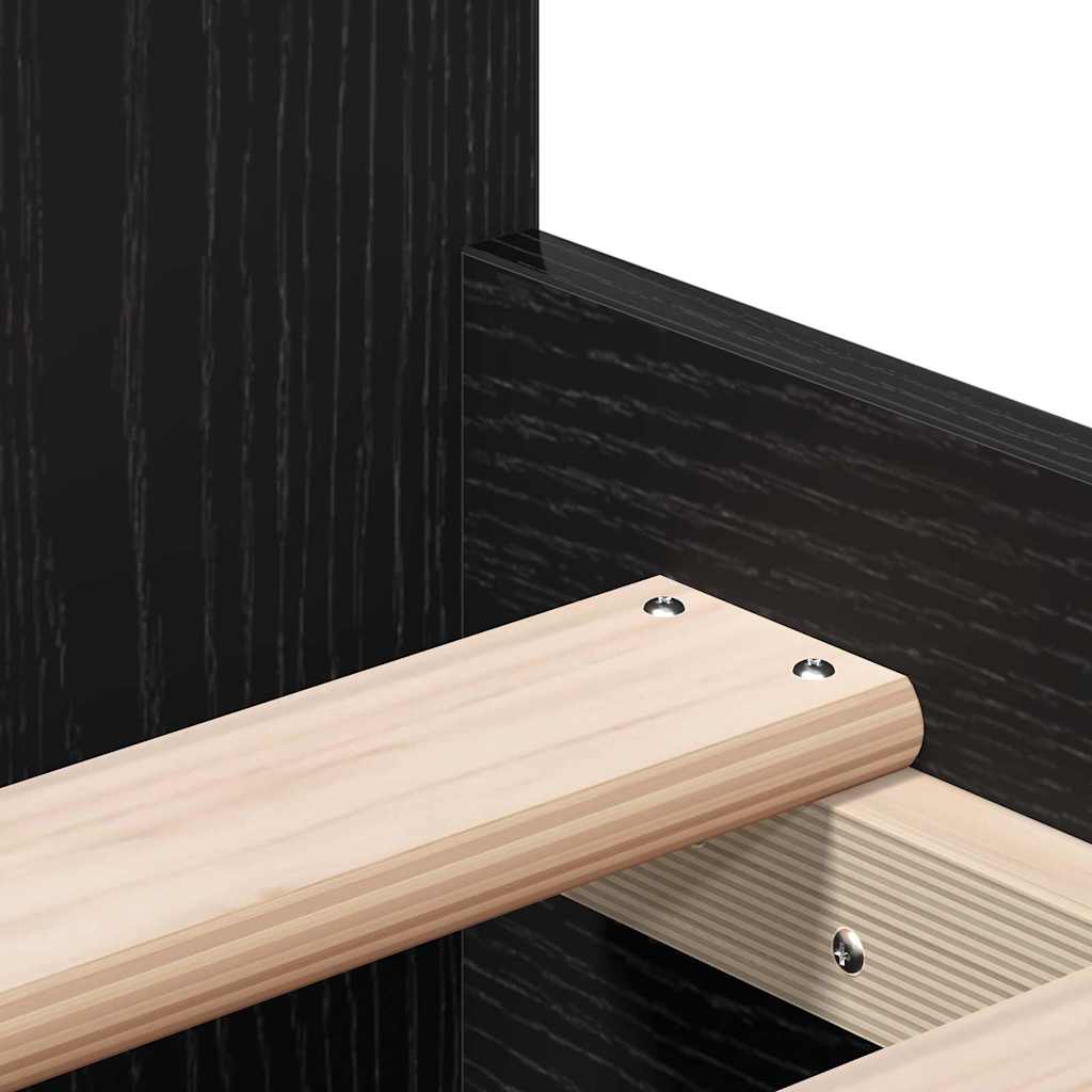 Bed Frame in Black Oak Look 193 x 93 x 50 cm Engineered Wood