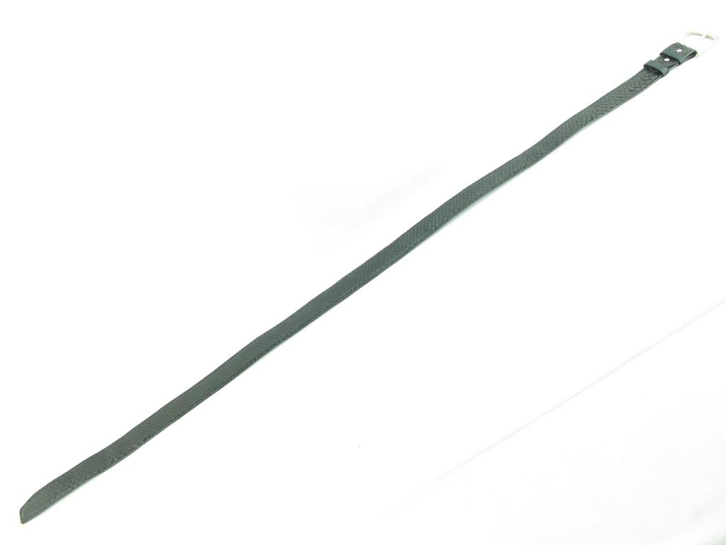 Python Leather No Holes [Pelgio] Belt, Black,