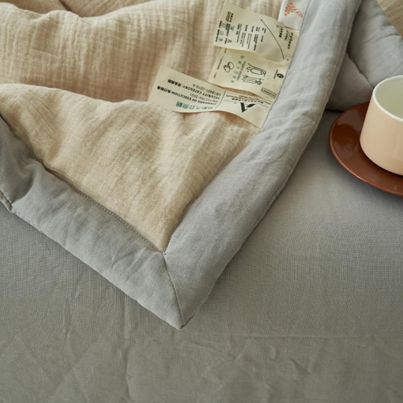 New Japanese Simple Style Solid Color Comfortable Home By Class A Double-layer Yarn Good Product Soybean Summer Cool Quilt