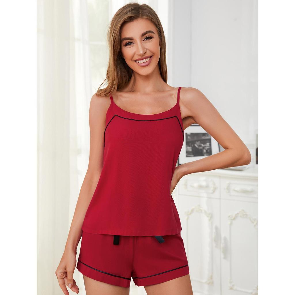European & American Women's Sexy Summer Pajama Set - Thin Sling Top & Shorts