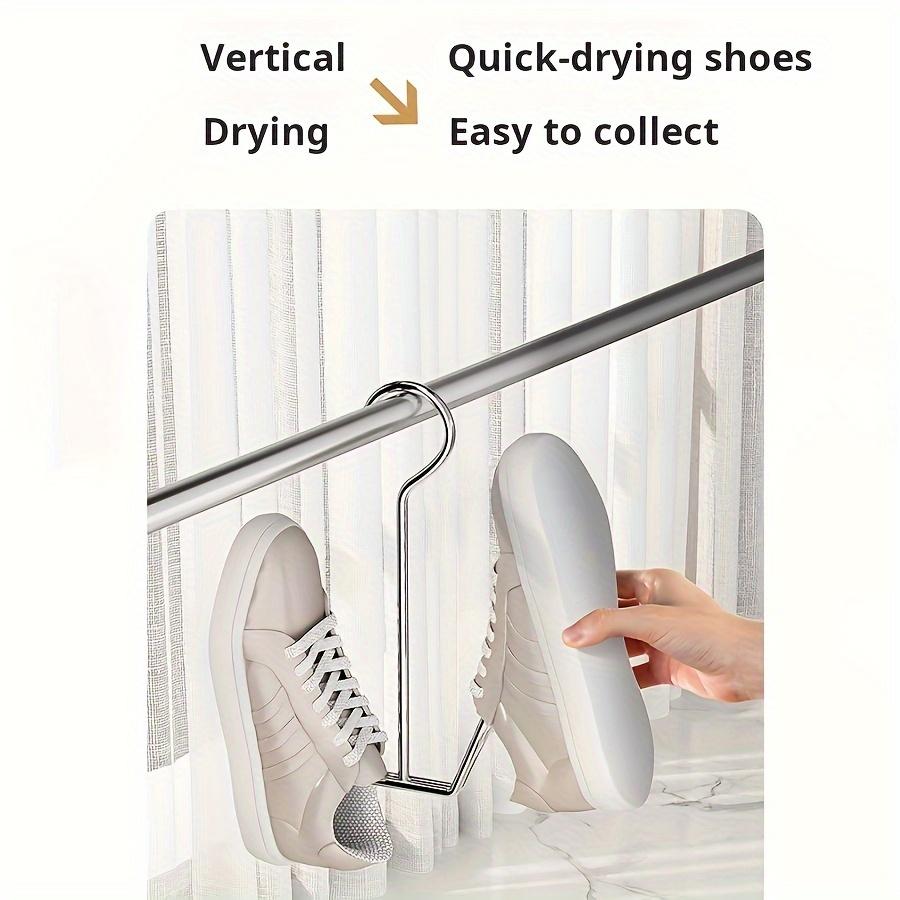 3 Stück/Set Edelstahl Schuhregal Kleiderbügel Metall Aufbewahrungsbox Platzsparend mit Schrankhaken Silber Haushalts Wäsche Zubehör