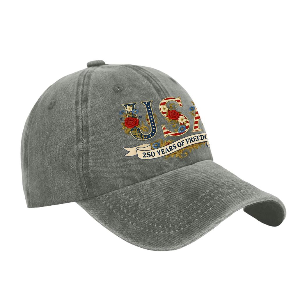 USA 250 Years of Freedom Baseball Cap Vintage Style Embroidered Adjustable Dad Hat Cotton Unstructured Cap