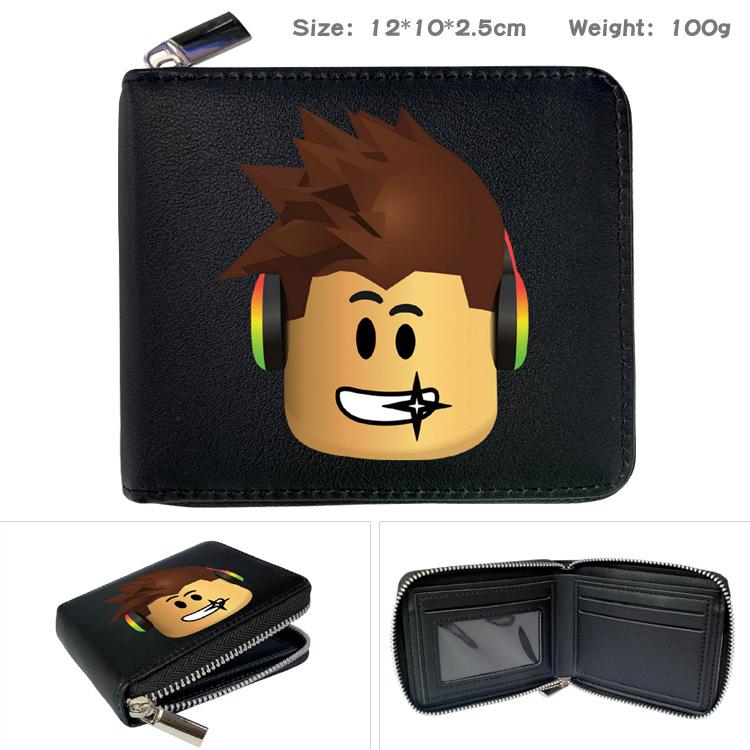 Carteira PU com Zíper ROBLOX - Tema de Jogo Virtual Dobrável Porta-Moedas Curto Porta-Cartões Preto 1 unidade