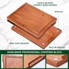 Set of 4 Non-Toxic Solid Sapele Wood Cutting Boards with Holder and Juice Grooves for Kitchen