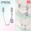Genuine Copper Pink Flower Purple Butterfly Fixed Chain Star Moon Heart Pendants Beads Bracelets Women Gifts Jewellery Accessory