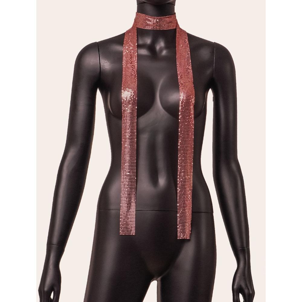 Aesthetic Glittering Bling Neckerchief Punk Cool Slender Scarf Fashion Sequin Scarf Ladies