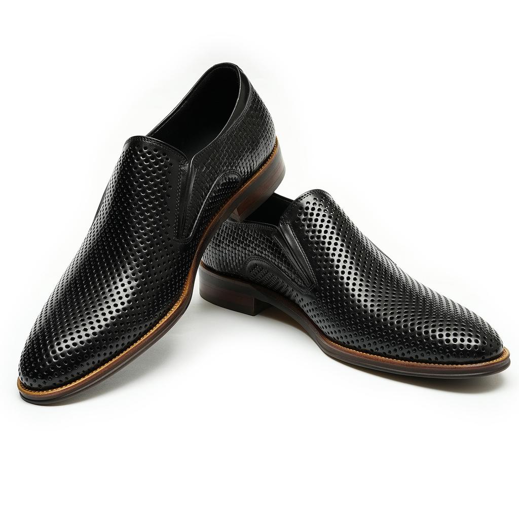 Men'S Leather Shoes Hollow Leather Men'S Shoes Summer One Pedal Business Casual Shoes Soft Sole Breathable Pointed British Dress Shoes