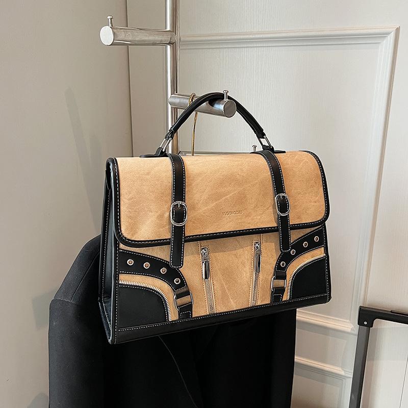 Retro Tote Bag Commuter Luxury Handbag Women's Bag 2025 New Contrast Briefcase Backpack