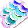 Sunniess Ombre Colored Lashes Silk Protein Fluffy Wispy Volume Fake Lashes for Halloweens Cosplay Party Stage Russian D Curl Lashes with Color Make