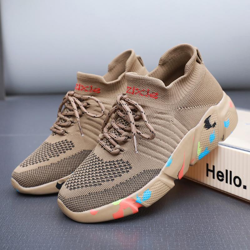 Sports shoes women's shoes summer breathable fly-woven elastic socks shoes men's knitted soft-soled running shoes versatile