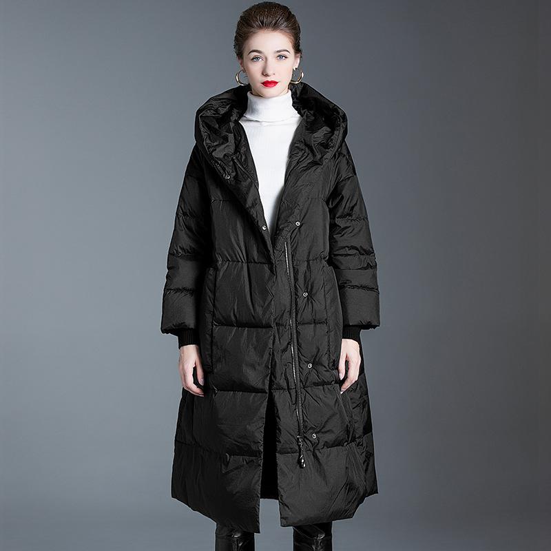 Large size women's new down jacket women's medium and long over the knee loose thickened white duck down winter coat