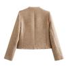 Chic Female Tweed Basic Jacket Coat Women Clothing Woolen Outerwear Long Sleeve Front Button Female Outerwear Chic Tops