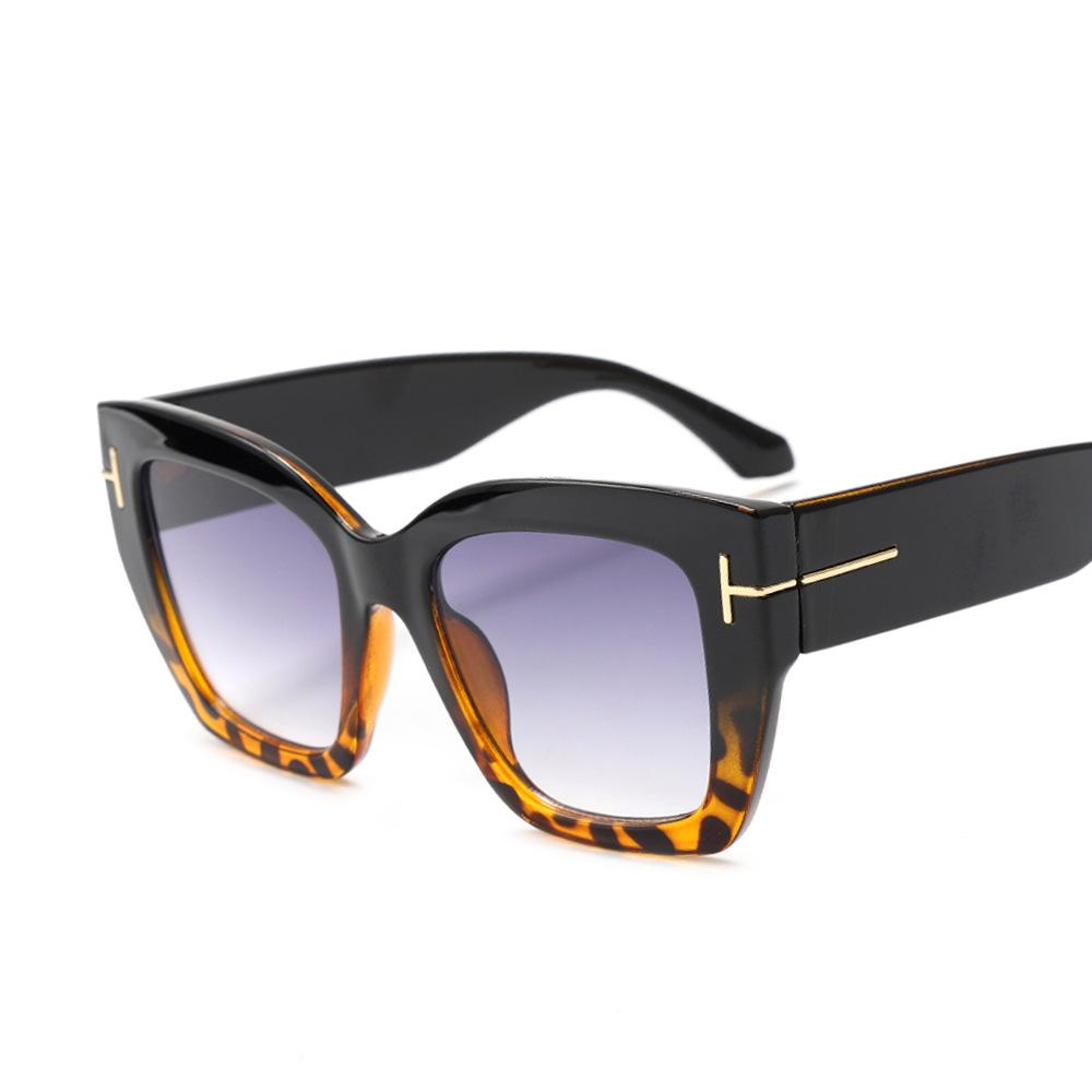 Unisex Large Frame T-Decoration Sunglasses 5634 - Slimming and Stylish European & American Design