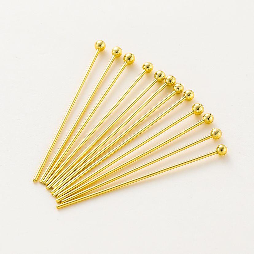 100Pcslot 14K 18K Gold Plated 16-50Mm Ball Head Pins Diy Jewelry Making Findings Brass Metal Flat Head Eye Head Pins Supplies