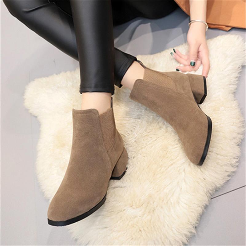 Fashion autumn winter new women's wild short boots round head comfortable suede boots women's simple sets of boots mujer