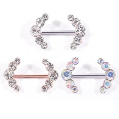 The New Symmetrical Diamond Milk Ring Milk Nails European And American Stainless Steel Puncture Jewelry