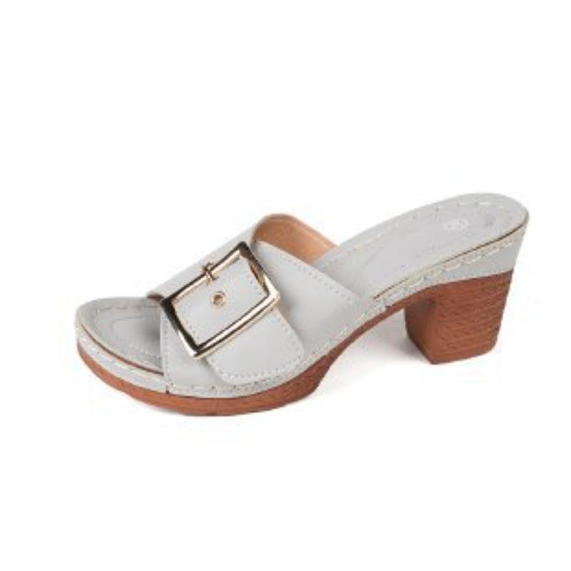 Nya sandaler dam högklackat, sandaler metallordbälte stor storlek stor storlek