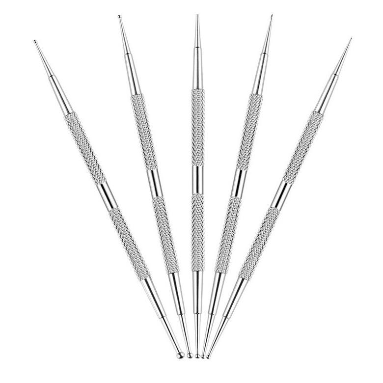 5-Piece Clay Art Embossing and Scoring Tool Set with Stainless Steel Round Heads for DIY Sculpture and Quilling