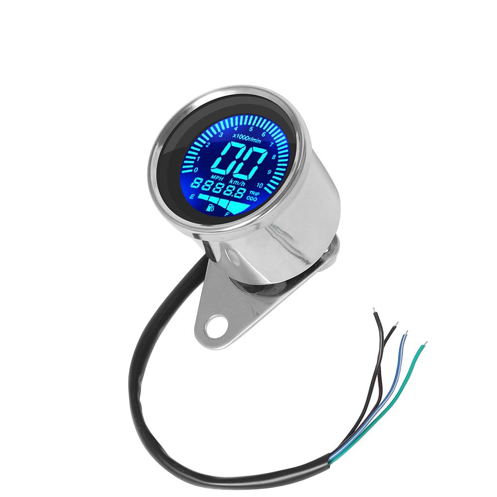 Universal Digital Motorcycle LCD Screen Speedometer Odometer Techometer Fuel Gauge for Harley Honda Cafe Racer 1-4 Cylinders