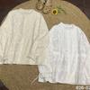 1116 Summer New Women's Crew Neck Japanese Cotton Shirt Loose Shirt Top Cardigan Vintage Age Reduction Sweet Embroidery