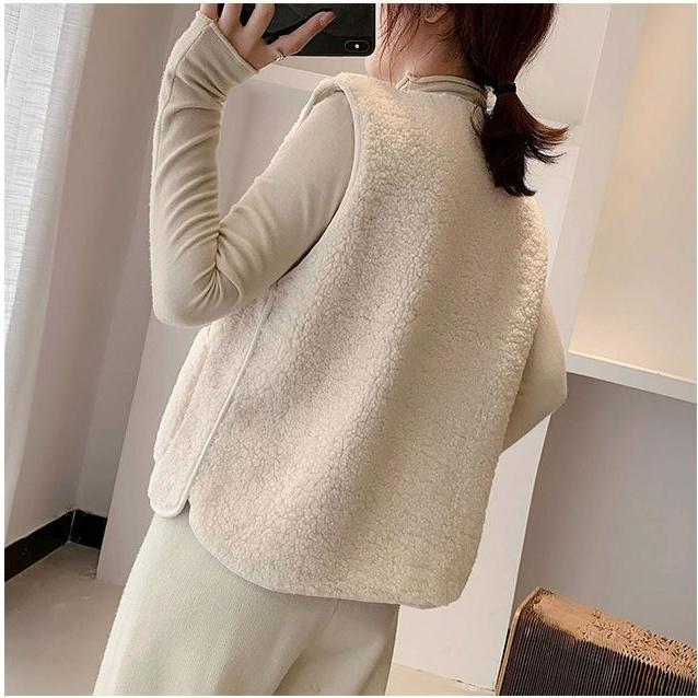 Kailiu integruota granuliuota vilnos liemenė moteriška vakarietiško stiliaus rudens ir žiemos mada granuliuota vilnos liemenė viršutinis drabužis liemenė viršutinis