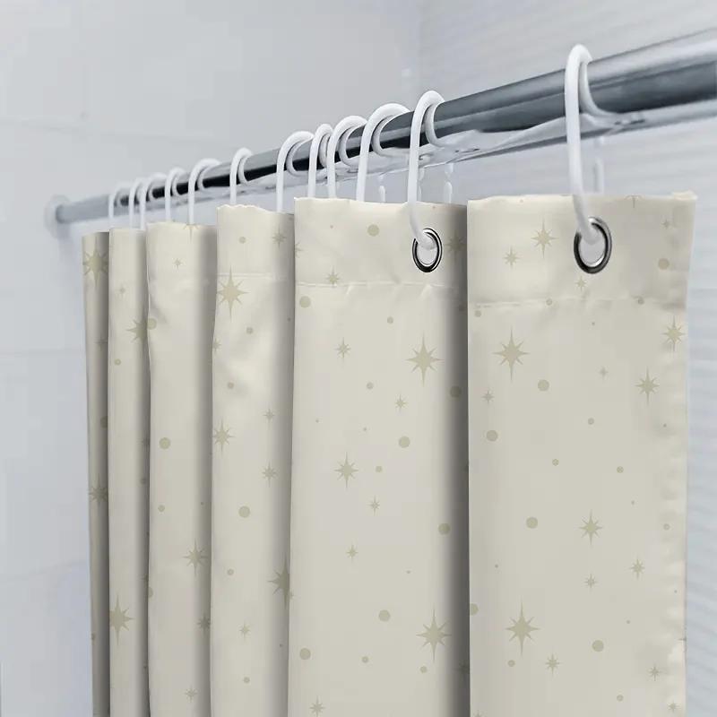 Elegant White Shower Curtain With Gold Stars Design Home Decoration Bathroom Decorations Waterproof Fabric For Bath Tub Shower E