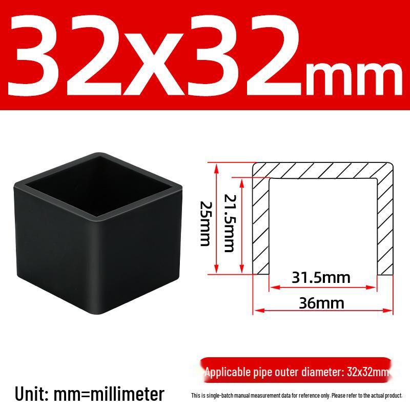 Silicone Anti-slip Chair Leg Cap - Heat Resistant, Square Rubber Sleeve for Steel Pipe with Protective Electroplated Finish