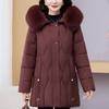 Winter Jackets Middle Age Woman Plus Size Outerwears Hooded Faux Fur Collar Thick Warm Casual Winter Coat Female Parkas