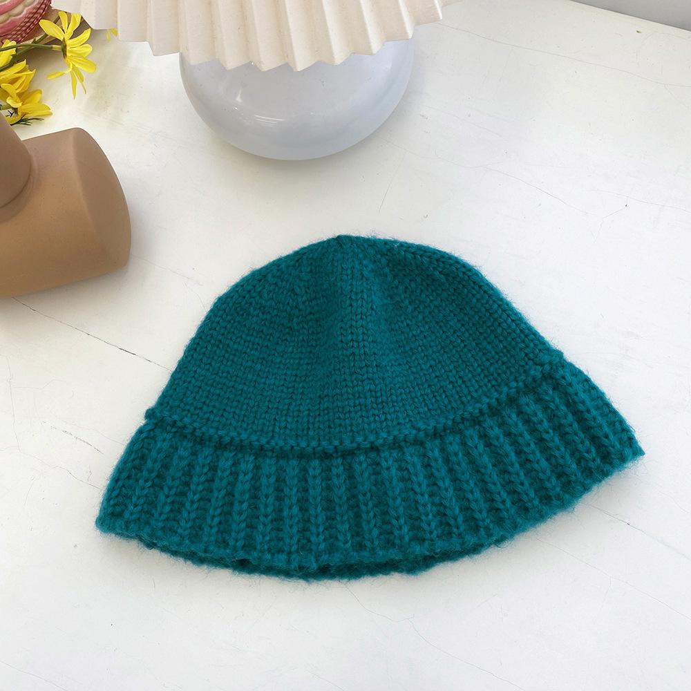Women's Korean Dongdaemun Same Style Wool Fisherman Hat Autumn and Winter Korean Version Showing Face Small Warm Knitted Bucket Hat Trendy