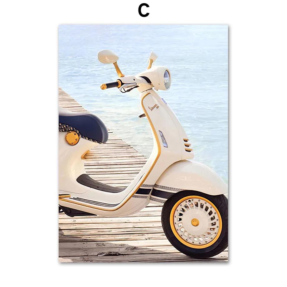 Leinwandmalerei Retro Auto Surfbretter Motorräder Heißluftballons Blumen Wandkunst und Druck Wandbilder Wohnzimmer Heimdekor