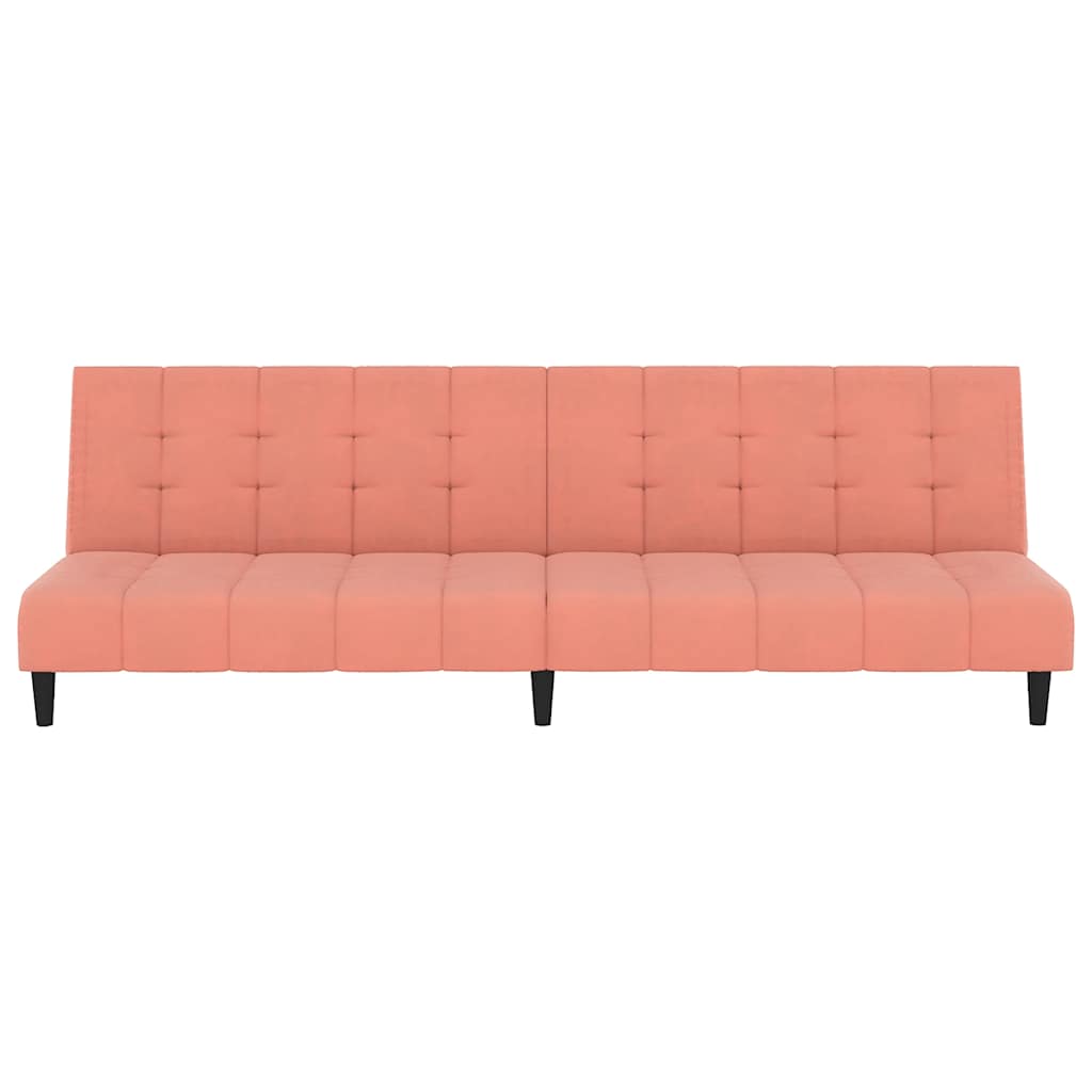 2 Seater Sofa Bed in Pink Velvet