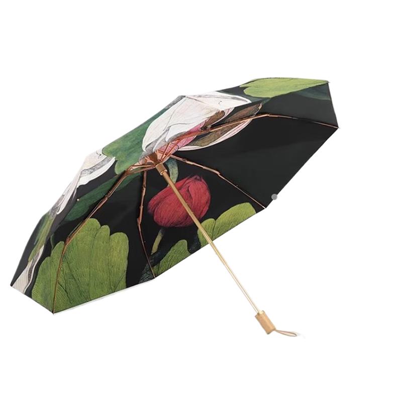 Трехстворчатый двуслойный УФ-зонт серии «Райский Лотос»