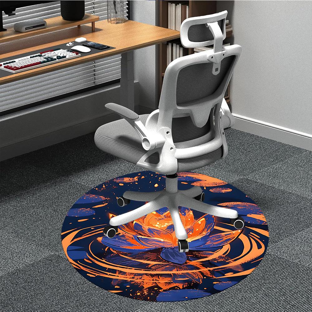 

1pc Lotus Pond Office Round Area Rug, Indoor Mat Suitable For Office, Under Office Chairs Bedroom Living Room Home Decor, Room Deco 139 80cm by 80cm