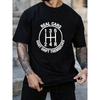 A Stylish And Affordable Men'S Short-Sleeve T-Shirt Featuring a Unique Digital Print of a Car'S Manual Shift Pattern, Designed for And Quick Drying