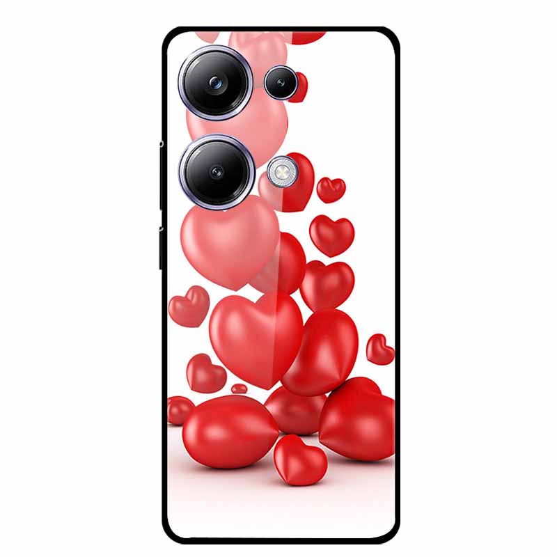 Glass Back Cover For Poco M6 Pro 4G Case M 6 M6Pro Hard Tempered Glass Case For Xiaomi Redmi Note 13 Pro Phone Case Soft Bumper