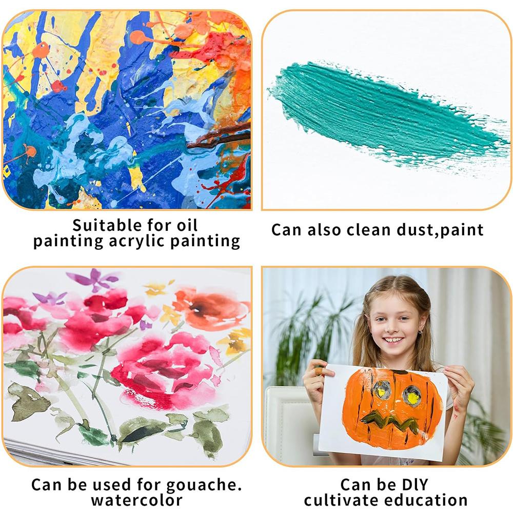 3Pcs Flat Paddle Paint Brush Set For Oil and Acrylic Paints Brushes (3", 4", 5")