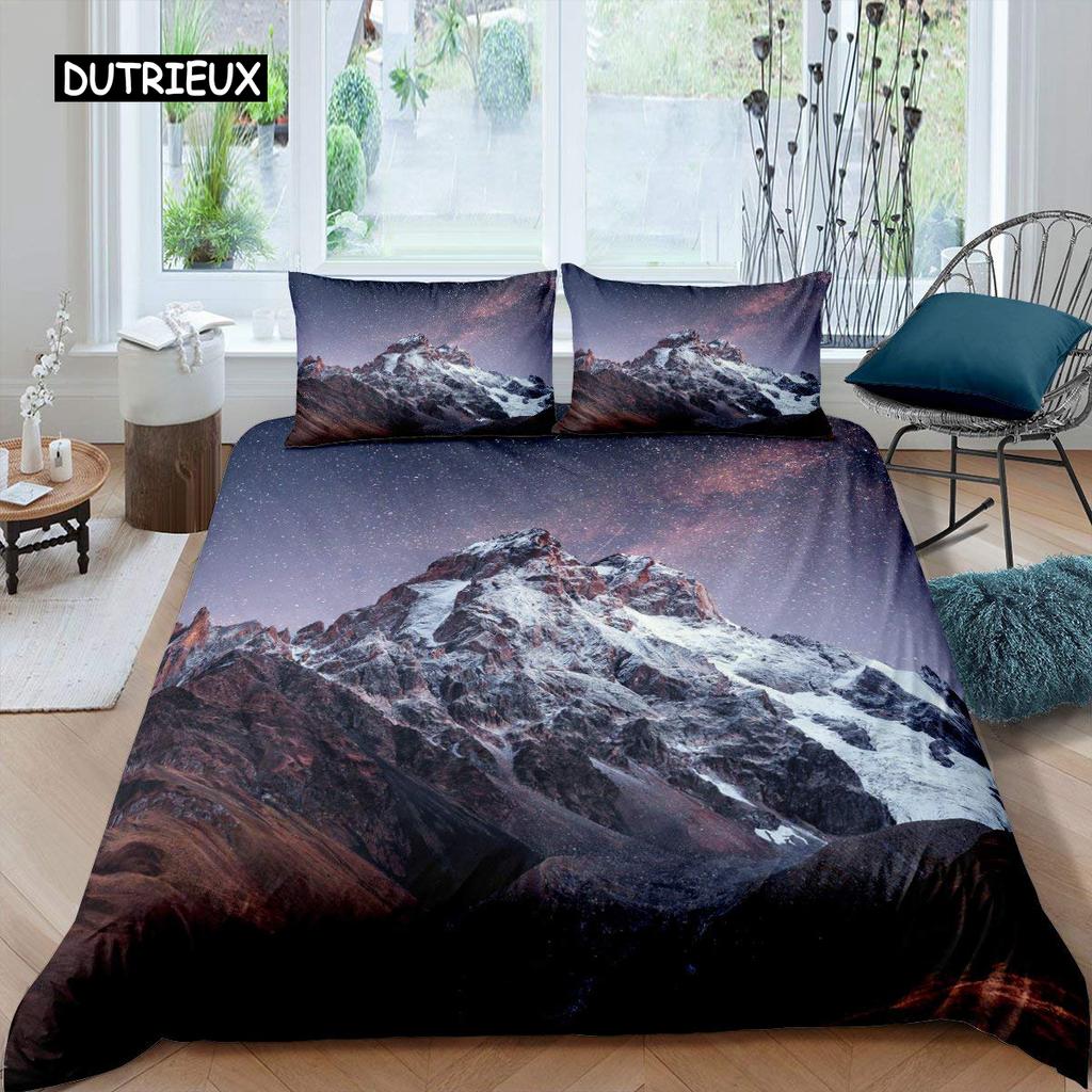 Aurora Påslakanset Galax Sängkläder Lila Stjärnklar Himmel Täcke Ytterrymden Universum Astronaut Täckesöverdrag för Barn