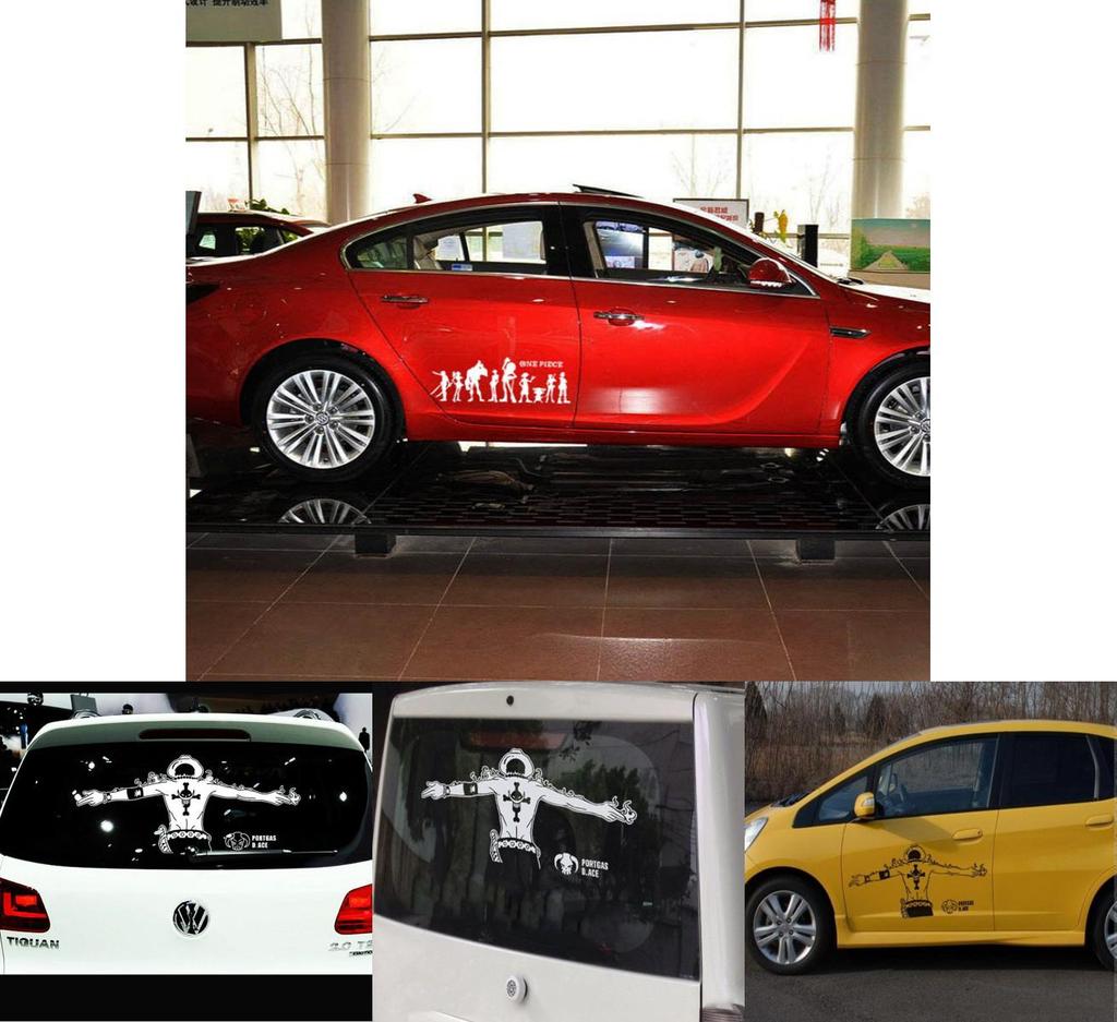 Premium Quality One Piece Portgas D Ace Car Body Sticker Reflective Design For Classic Appeal