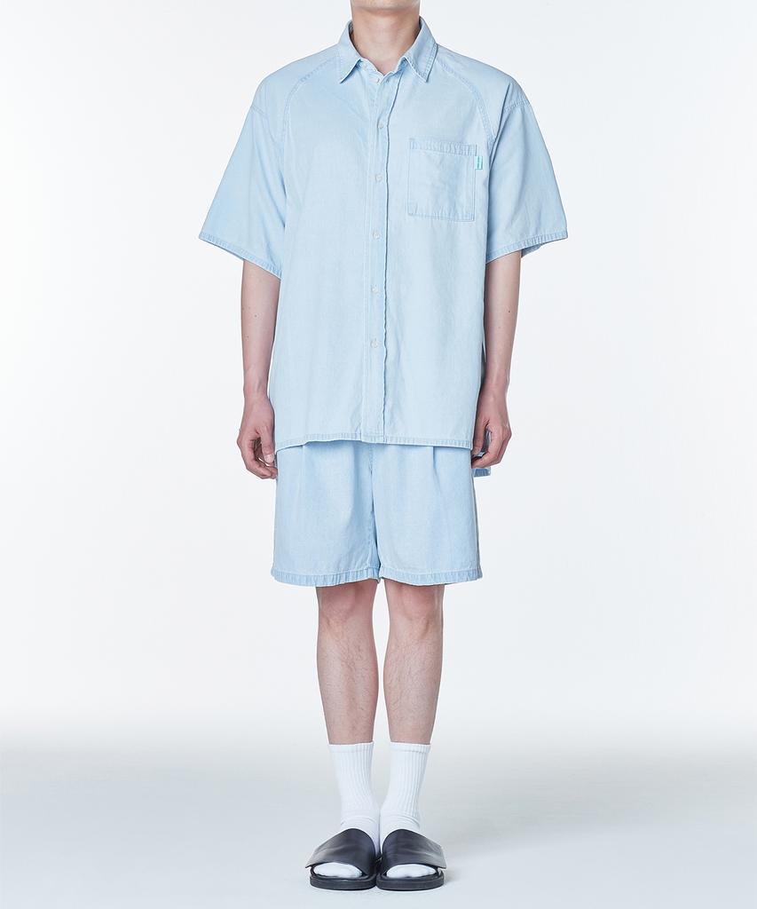 INSTANTFUNK Ms. Pintuck Shorts - Light Blue