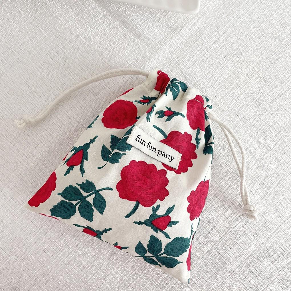 Floral Plaid Drawstring Pouch: Sundries, Keys, Coin, Card & Phone Holder