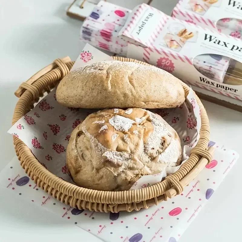 50PCS/1Lot Wax Paper Food Wrappers Wrapping Paper Food Grade Grease Paper for Bread Sandwich Burger Oilpaper Baking Tool Baking