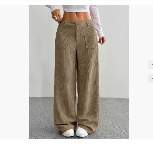 Corduroy-Textured Women's High-Waisted Wide-Leg Pants | Relaxed Fit Side Pockets & All-Season Comfort, Machine Washable Beige Trousers