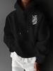 Vintage black line sketch weird hand totem artwork printed men hip hop sports hoodie casual drop shoulder long sleeve hooded top