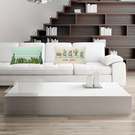 30cm X 50cm Pillow Case Washmachine Washable Multi-purpose Polyester Cactus Printing Cushion Cover for Daily Life