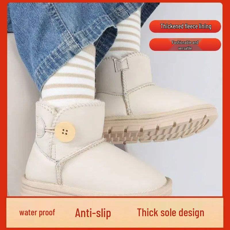

Kids Waterproof Winter Boots - Cozy, Non-Slip, Velvet-Lined, All-Season Shoes for Boys and Girls 32 (Inner 190mm)