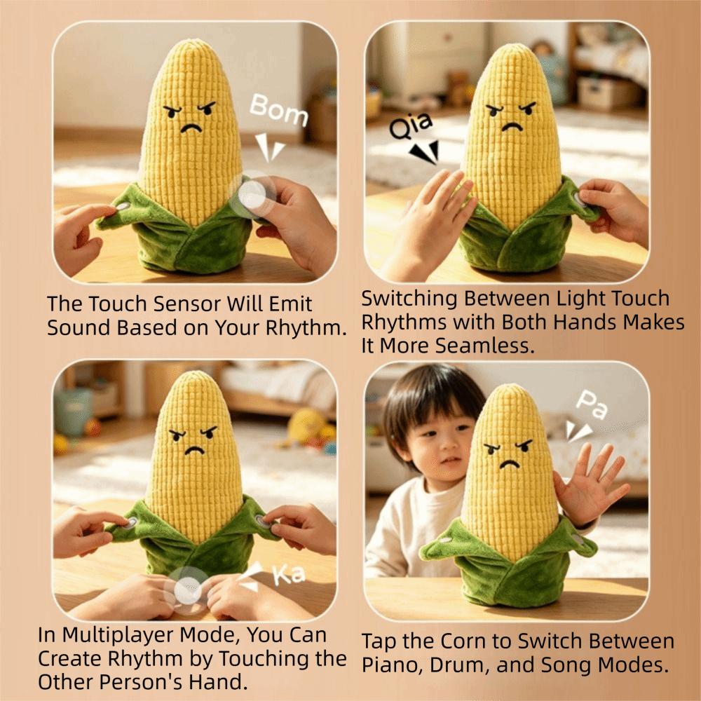 Soft Texture Inertial Beat Corn Musical Toy 6 Modes Corn Induction Metronome Early Learning