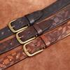 Belt Men's Diamond Laser Engraving Embossed First Layer Cowhide Leather Personality Trend Niche Casual Pin Buckle Belt