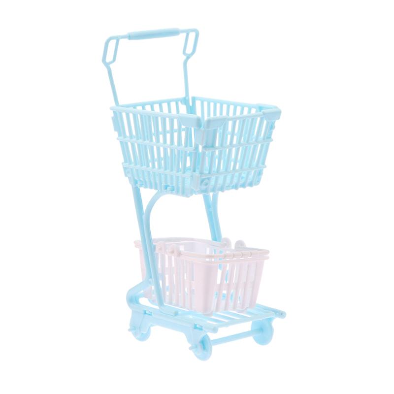 1/12 Dollhouse Mini Shopping Cart Supermarket Shopping Basket Model Dollhouse Supermarket Decoration Accessory Pretend Play Toy