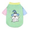 Halloween Cute Ghost Print Pet T‑Shirt Cats & Dogs Soft Cotton Clothes Outfit For Bichon French Bulldog Holiday Party Costume